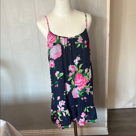 Abercrombie & Fitch Floral Midi Dress - Navy and Pink - Picture 1 of 5